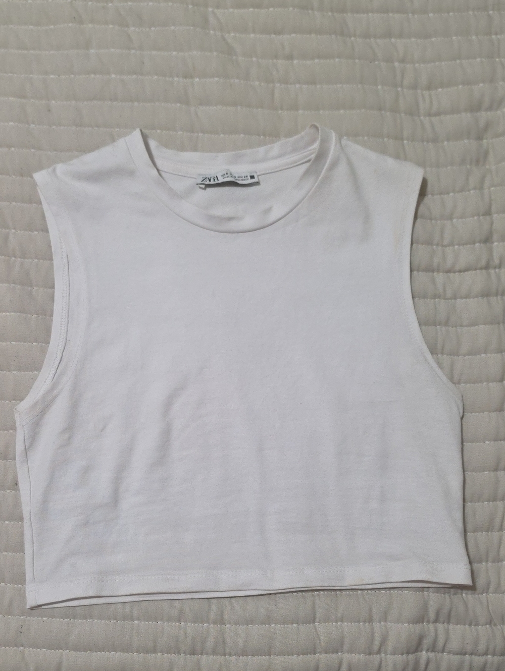 Zara White Cropped Crewneck Tank